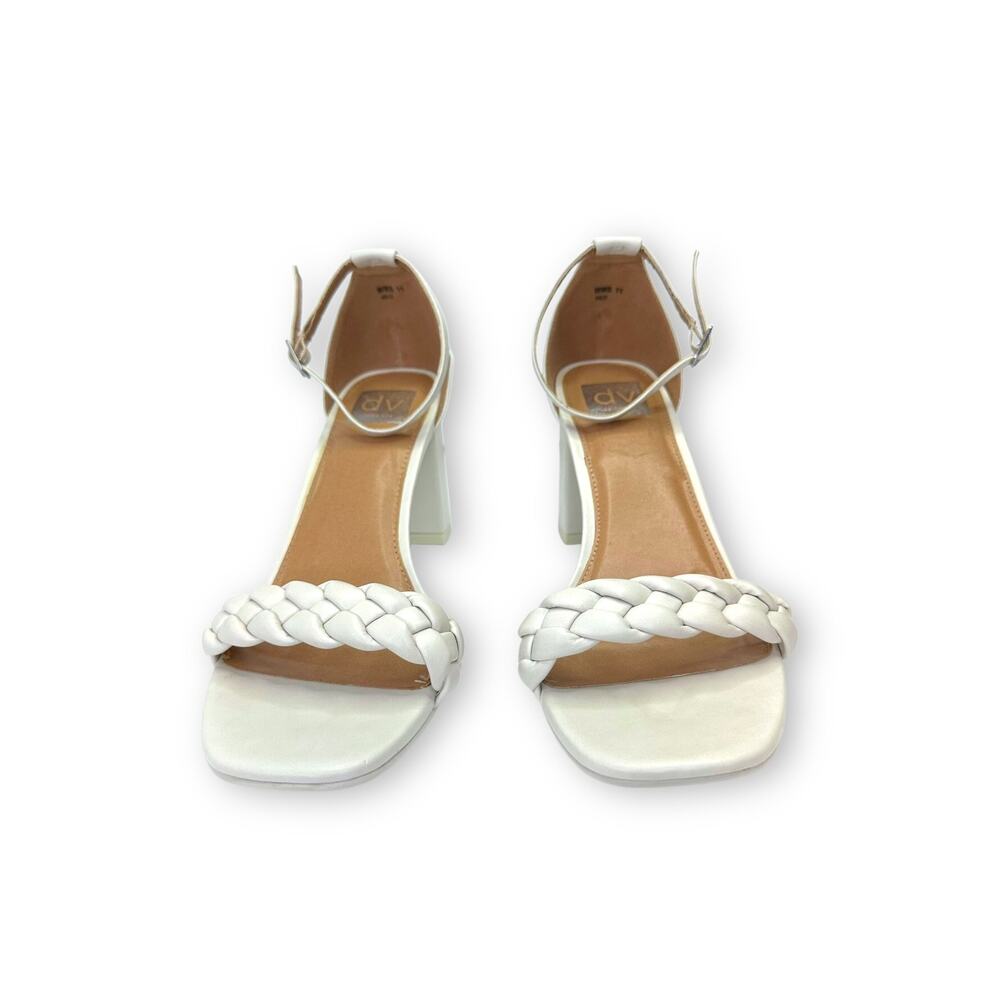 DV Dolce Vita Women's Hilo Sandals Size 11 Ivory Cream Braided Block Heel Sandal - Picture 9 of 10
